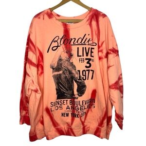 Blondie Tie Dye Sweatshirt 4X Graphic Band Pullover Oversized Cotton Blend